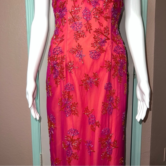 Vintage Andretta Donatello 100% Silk Beaded Slip Gown XS Halter Formal Evening - Picture 3 of 16